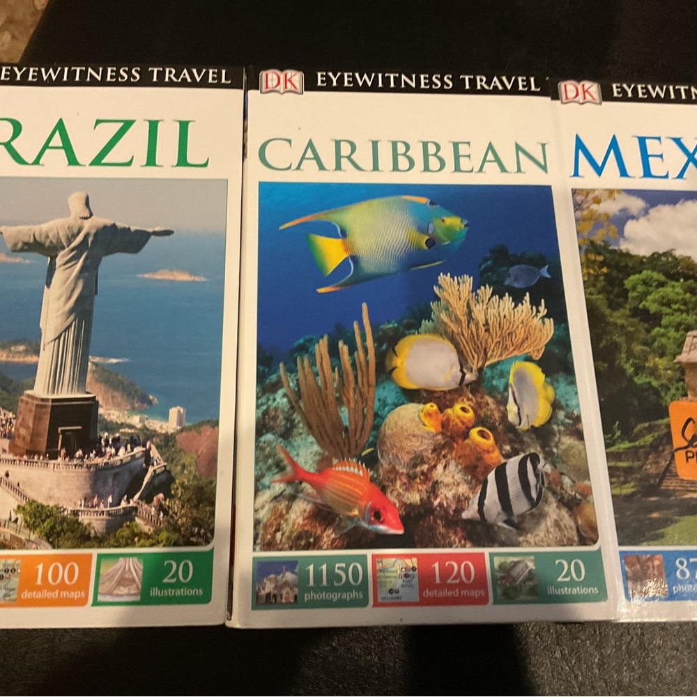 EYEWITNESS TRAVEL MEXICO, BRAZIL,CARIBBEAN BOOKS.DETAILED MAPS, ILLUSTRATIONS.